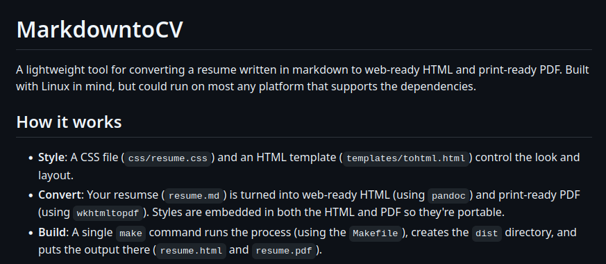 MarkdowntoCV screenshot